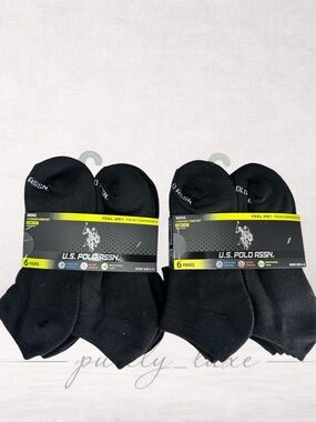 NEW U.S. Polo Assn. Black No-Show Athletic Socks - 12 Pack (2x6)
